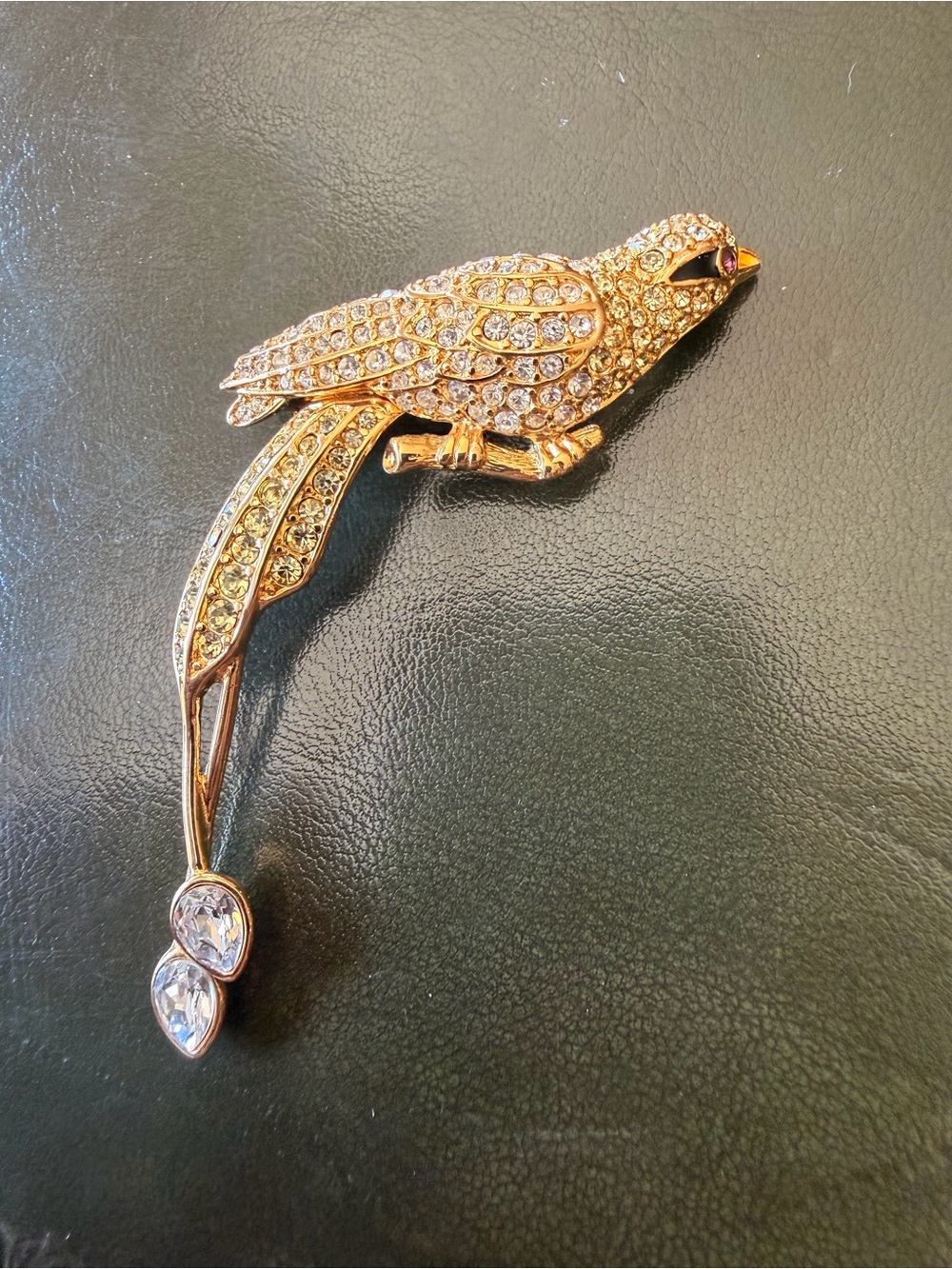 Nolan Miller Glamour Collection "Avalon" Bird of Paradise Rhinestone Brooch Pin
